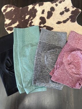Seamless Workout Shorts Bundle— Black, Green, Gray, Purple/Pink